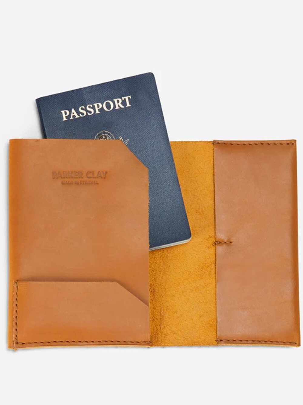 Parker Clay Addis Full-Grain Leather Passport Wallet Travel Rust Brown